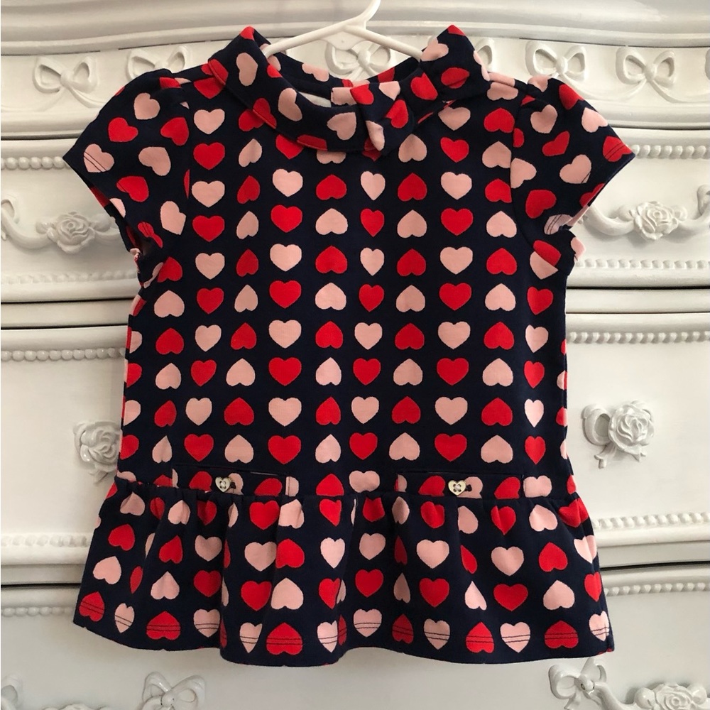 Size 4 janie and Jack Valentine heart top bow navy red pink
